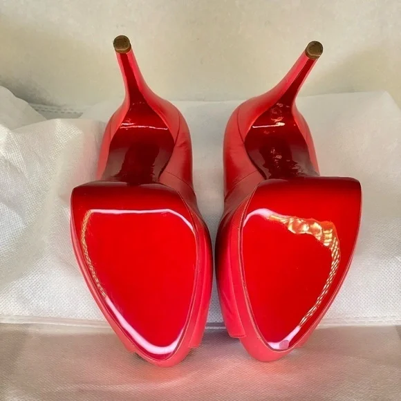 Christian Louboutin Lady Peep peep toe pump 150mm EU37 coral pink Napa kid lthr - Picture 12 of 16